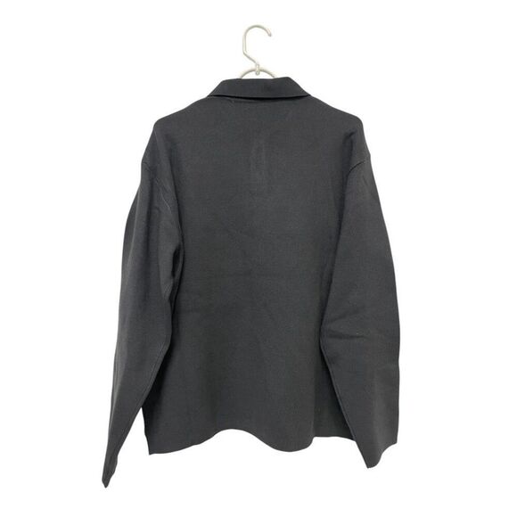 Zara Men Polo Shirt XL Gray Textured Long Sleeve Viscose Pullover 5536/310 NWT - Picture 3 of 10